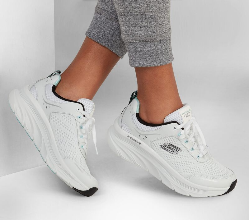 Dámské Šněrovací Boty Skechers Relaxed Fit: D'Lux Walker - Infinite Motion Bílé Černé | CZ.149023 WBK